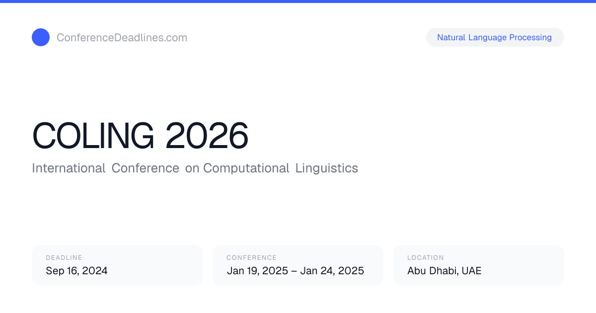 COLING 2026 Abu Dhabi Deadline | ConferenceDeadlines.com